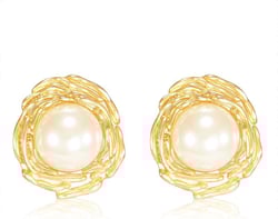 Pearl Stud Earrings for Women, Faux Large Gold Pearl Earrings Studs, Dainty White Big Pearl Earrings Pearl Statement Earrings Gold Studs Vintage Gold