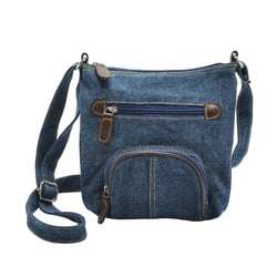 NUOLUX Denim Crossbody Bag Shoulder Bag Casual Front Pocket Handbag for Women ( Blue)