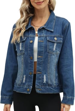 SANGTREE Women's Button Down Denim Jacket