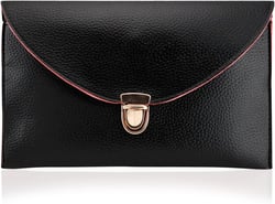GEARONIC Clutch Purses, PU Leather Evening Envelope Clutch Handbags Womens Crossbody Bag with Chain Strap Black