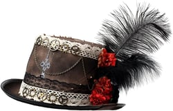 COSDREAMER Women Victorian Hat Flower Veil Fedora Hat Feather Hats regular Black