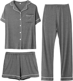 Rnxrbb 3 PCS Women Maternity Pajamas Set Nursing Postpartum Breastfeeding Pjs Sleepwear Lounger Clothes Button Down Medium Deep Gray