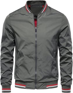 Men's Bomber Jacket Spring Fall Casual Jackets Stripe Fashion Stylish Lightweight Windbreaker Zip Up Coat with Pocket X-Large Dark Gray