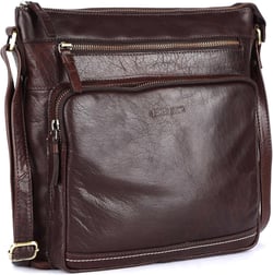 Olga Large Soft Real Leather Womens Crossbody Handbags and Purses-Triple Zip Premium Sling Crossover Shoulder Bag Brown