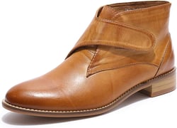 Mona flying Women's Comfortable Leather Ankle Booties Stylish Low Heel Dress Short Boots 7.5 Brown