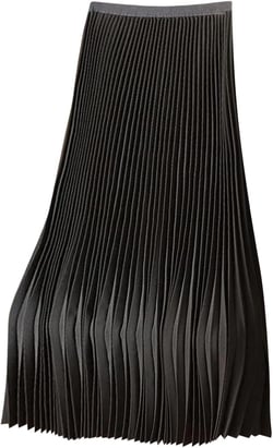 Plus Size Satin Skirts for Women Solid High Waist Pleated Flowy Swing Midi Skirt, Ladies Elegant Versatile Skirts Black
