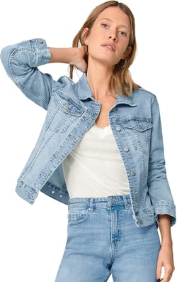 Ellos Women's Plus Size Classic Denim Jacket Oversized Jean Jacket 34 Plus Light Blue Stonewash