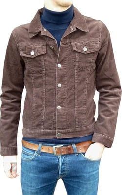 Mens Brown Corduroy Western Short Retro Mod Jacket