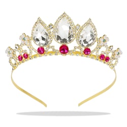 Princess Crown Tiaras for Little Girls and Women, Sparkly Diamond Kids Dress-up Crowns, Birthday Tiara Hair Accessories Wedding Halloween Cosplay Headband, Silver Rhinestone