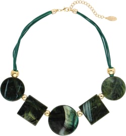 Bocar Vintage Costume Pendant Jewelry for Women Fashion Acrylic 5 Geometry Collar Necklace Dark Green