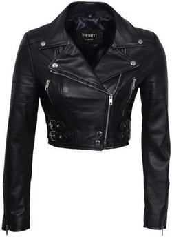 Women’s Chic Black Cropped Leather Biker Jacket 20