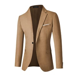 Men's Slim Fit Lightweight Linen Jacket for Mens Sport Coat Casual Blazer One Button Business Suit Jacket XX-Large Brown