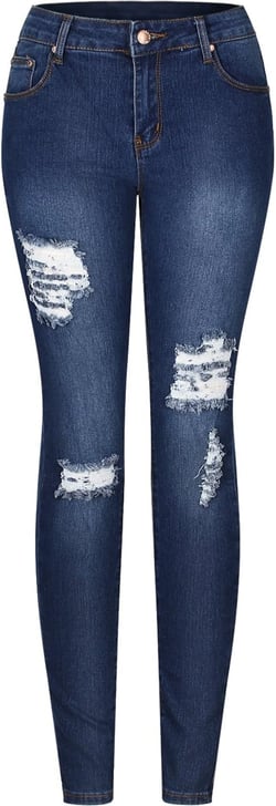 2LUV Women's Ripped Stretchy 5 Pocket Skinny Distressed Denim Jeans