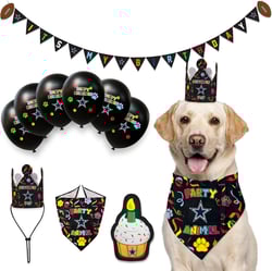 NFL Dallas Cowboys Dog Birthday Party Set 10pcs with 1 Football Bandana Small/Medium, 1 Crown Hat, 1 Banner, 1 Birthday Cake Toy & 6 B-Day Balloons, Dog Birthday Set, Costume, Fun Doggie Pawty