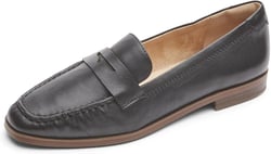 Rockport Women's Susana Penny Loafer Flat 8 Wide Black Leather