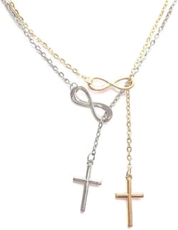Cross Necklace for Women Silver/Gold Plated Faith Cross Y Necklace Chain Vintage Long Lariat Cross Pendant Necklace Minimalist Religious Necklace Jewelry