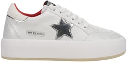 VINTAGE HAVANA Womens Ream Metallic Slip On Platform Sneakers Shoes Casual - White 7 White/Silver/Red
