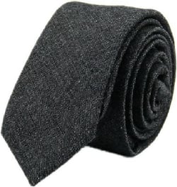 Unisex Denim Skinny Necktie Cotton Narrow Tie Black