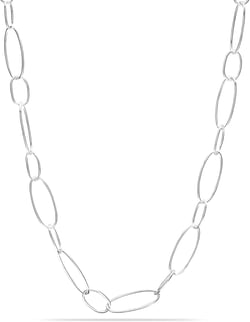 LeCalla 925 Sterling Silver Necklace Big Link 6.5MM 7MM Handmade Italian Paperclip Link Chain Necklace for Women, Made in Italy (18, 20, 24, 36 Inches) Length 18 Inches (Women's Average Length) 7 MM