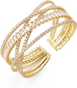HZMAN Crystal Rhinestone Cuff Bracelet for Women Dainty MultiLayer Bracelet 5 Rows Layered Bracelets Jewelry for Prom Party Wedding Gold