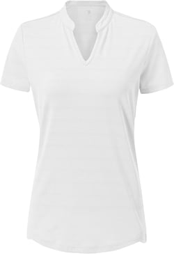 BGOWATU Women’s Golf Polo Shirts Short Sleeve V-Neck Collarless Tennis T-Shirt Quick Dry Lightweight Tops Large White