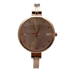 Olivia Pratt Rose Gold Big Face Minimalist Bezel Bangle Women Watch