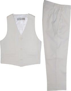 2 Piece Toddlers Kids Boys Cotton/Linen Vest and Pants Set 10 White