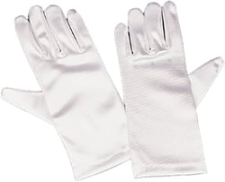 Girls White Satin Gloves Large (8-12)
