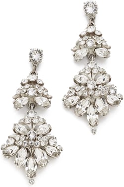 Ben-Amun Drop Earrings with Swarovski Crystals, Silver Plated, Fashion Jewelry for Women, Made in New York Embellished Chandelier Earrings