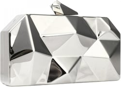 Simcat Women Geometric Lattice Pattern Metal Evening Bag Bridal Prom Crossbody Bag Party Clutch Wedding Purse with Chain Silver