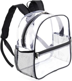 Fomaris Clear Backpack for Stadium Events 12x6x12 Clear Stadium Backpacks for Women, Small Clear Bag for Sports Concert Festival (Black)