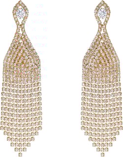 BriLove Women's Wedding Bridal CZ Crystal Beaded Tassel Fringe Chandelier Dangle Earrings Gold-Tone
