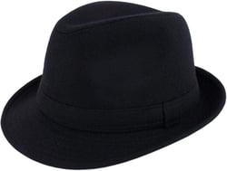 Men's Classic Manhattan Structured Gangster Trilby Fedora Hat Short Brim Panama Hat One Size Black