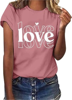 Pink Graphic Tees for Women Women's Casual T Shirt Cotton Butterfly Print Shirts Womens Loose Summer Tops A1-pink X-Large