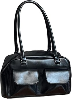 Womens Handbags Soft Leather Tote Handbag Casual Retro Satchel Bag Versatile Large Capacity Commuting Bag Black