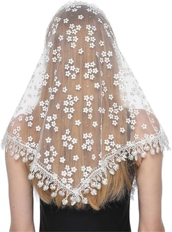 Sither Flower Lace Veil for Women Wedding White Lace Veil for Bride Headpiece for Halloween Prom Party