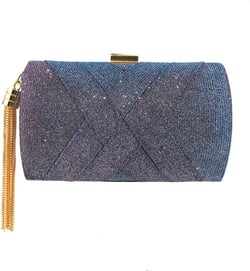 DJBM Sparkly Silk Evening Clutch Purse for Women Elegant Tassel Pendant Handbag Prom Bag for Wedding Night Out Party,Purple