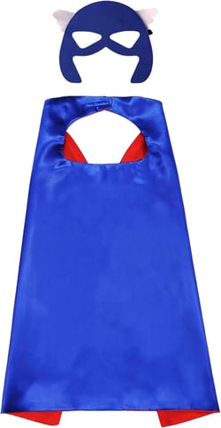 Super Hero Cape and Mask for Kids, Superhero Dress-Up Costumes, and Role-Playing Party Decoration Blue/Red