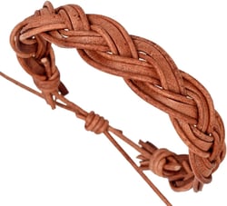GENIQUE mens leather bracelet Multistrand, Adjustable Genuine leather wrist cuffs, Wrap bracelets for men, women, unisex, Leather wristband Light Brown Braided 3Strand