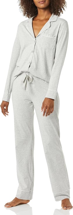 Amazon Essentials Women's Cotton Modal Long-Sleeve Shirt and Full-Length Bottom Pajama Set 4X Grey Heather