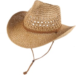 Western Straw Cowboy Hats Wide Brim Cowgirl Hat Sun Hat Holiday Party Foldable Vacation Beach Sun Hat for Women/Men Khaki One Size
