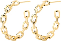 Hoop Earrings for Women - Chain Hoop Earrings Gold/White Gold - Link Hoop Stud Earrings 14K Gold - Rectangle 8#
