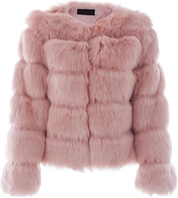 Simplee Women Luxury Winter Warm Fluffy Faux Fur Short Coat Jacket Parka Outwear 4-6 1# Pink