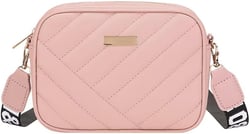 Quilted Shoulder Bag for Women Small Crossbody Handbag Camera Purse Cute Lightweight Cell Phone Purse with Wide Strap Pink