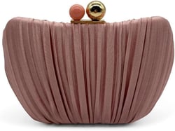 UMREN Women's Formal Satin Pleated Clutch Moon Shape Evening Bag Fashionable Prom Handbag Wedding Purses Pink
