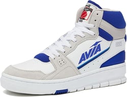 Avia 821 High Top Sneakers for Men, Indoor or Outdoor Mens Basketball Shoes, Size 7 to 16 Retro High Top Shoes Men or Women 10.5 Women/9 Men White/Silver Grey/Navy Blue