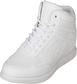 CALTO Men's Invisible Height Increasing Elevator Shoes - Lace-up High-top Fashion Sneakers - 3.8 Inches Taller 6 White