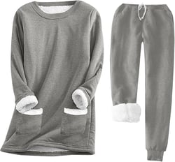 HGps8w Women's Thermal Underwear Sets Winter Warm Fleece Lined Long Johns Base Layer Thermals 2 Piece Loungewear Pajamas Sets X-Large 01 Gray