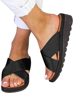Slippers for Women Wide Width Gibobby 2019 Comfy Platform Sandals Shoes Summer Beach Travel Slipper Flip Flop A001-black 9