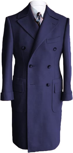 Men Woolen Coat Double Breasted Notch Lapel Camel Tweed Winter Jacket Keen-Long Slim Fit Overcoat Small Navy Blue